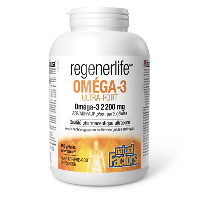 Omégas-3 Ultra-Fort - Regenerlife - Natural Factors -150 Gélules